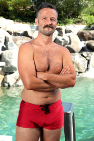 Red Men's Square Cut Shorts
