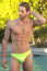 Men's Azur thong swimsuit in Neon Yellow - front