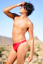 Azur mens thong swimsuit in Red
