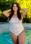 Plus size thong swimsuit is extremely flattering with high cut legs