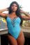 Front Tie Plunge Swimsuit in Marine Blue