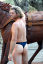 Mens Azur Thong Swimsuit in Dark Navy back view