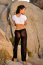 Sheer Mesh Pants worn over Cannes Thong bottom with White TieTee
