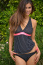 racer back black pin stripe tankini swimsuit top from brigitewear