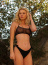 Black Mesh Seamless Top with Tie Side Mesh thong bottom